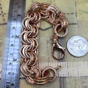 Estate Bronze Milor Italy Thick Circles Rose Gold Plated Chain Brac…
